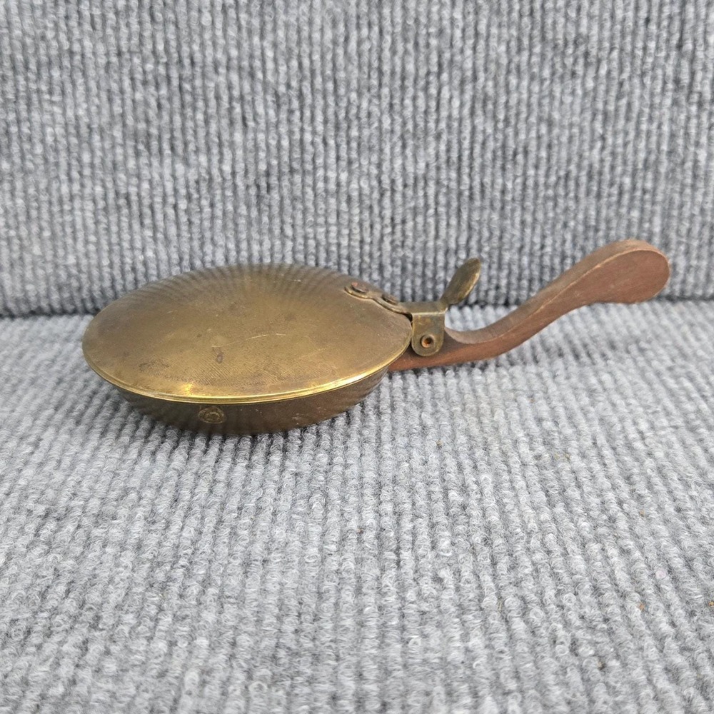 Antique Brass Mini Bed Warmer Warming Pan w/ Wood Handle‎ 6 3/4"